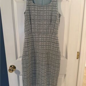 Ann Taylor Classic Gray Tweed Midi Dress